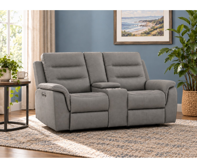 Boone Leather Reclining Loveseat Grey Boone Leather Reclining Loveseat Grey